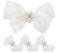 HEALEEP 2 Pairs White Bowknot Shoe Clips Metal and Cloth Material, Easy to Clip on Long Serving Life, for Birthday Or Valentines Day, Stylish Shoe Buckle Accessories