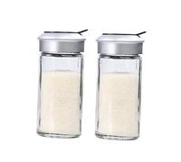 HEALEEP 2 Pcs Lead Glass Rotating Cruet Jars Salt Pepper Shaker Barbecue Tool Multi Purpose Seasoning Bottle for Home Kitchen Cafe Buffet