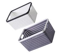 HEALEEP 2 pcs Plastic Storage Baskets with Hollow Design Tear Resistant Organizer for Kitchen Bathroom Bedroom Portable Compact Desktop Storage Bins for Home and Pantry Use