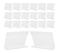 HEALEEP 20pcs Acrylic Sign Holder Slanted Back Sign Holder L-Shaped Display Stand for Labels Stable Support and Label Slot for Home Refrigerators and Office Use