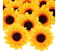 HEALEEP 20pcs Artificial Sunflower Heads Fake Flowers 3.5 Inch 9cm Silk Cloth Lifelike Design Gorgeous Style for Table Centerpieces Celebration