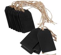 HEALEEP 20pcs Black Mini Wooden Chalkboard Sheets with Rope Smooth Double-sided Hanging Tags for DIY Crafts Party Decorations and Creative Handmade Projects
