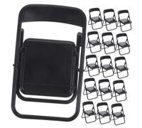 HEALEEP 25pcs Mini Folding Chairs Portable Dollhouse Phone Stands for Smartphones Space Saving DIY Furniture Models Charming Black Design for Craft Displays