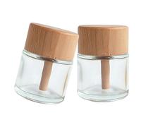 HEALEEP 2pcs 50ml Glass Reed Diffuser Bottles Essential Oil Jar Round Aromatherapy Vessel for Home Fragrance Decoration