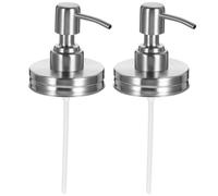 HEALEEP 2pcs 7cm Mason Glass Jar Lid with 304 Stainless Steel Pump Head, Sealed Lotion Dispenser Cap Replacement for Bathroom and Kitchen Use
