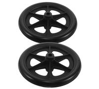 HEALEEP 2pcs 8-inch Black Plastic Bearing Front Replacement Wheels for Wheelchair, Solid Caster Tires for Mobility Scooters and Walkers, Sturdy Spare Small Wheels for Smooth Rolling