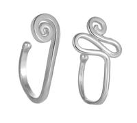 HEALEEP 2Pcs Alloy Fake Nose Rings Snail Snake Shape U-shaped Nose Hoops Piercing Jewelry for Women Men Party Daily Wear