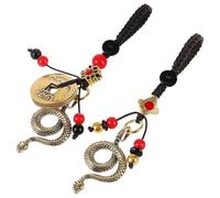 HEALEEP 2pcs Brass Snake Key Chain Zodiac Animal Charm Key Pendant for Car Mirror Decor Intricate Vintage Design for Bags and Keyrings Meaningful for Spring Festival