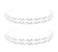 HEALEEP 2pcs Bridal Headband for Women with Double Layer Alloy Leaf Design, Faux Pearls, and Rhinestones, Elegant Hair Accessory for Wedding, Evening Reception, and Bridesmaids