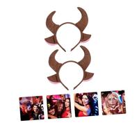 HEALEEP 2Pcs Bull Horns Headband Headdress Cute Animal Ears Hair Accessory for Halloween Christmas Parties Carnival Theme Events Headwear for Adults