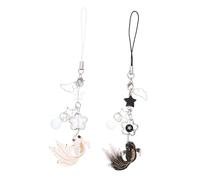 HEALEEP 2pcs Chinese Fish Phone Charm Strap Aesthetic Lost Lanyard with Star Beads Unique Keychain Accessories for Phone and Bag Symbol of Fortune and Luck