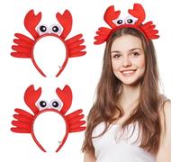 HEALEEP 2pcs Crab Headbands, Red Crab Hairbands, Cosplay Hair Accessories, Ocean Animal Headbands for Parties