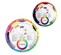 HEALEEP 2pcs Creative Color Wheel Art Palette for Makeup and Nail Design Double-sided Learning Chart with Rotation Mixing Guide Color Harmony and Complementary Schemes for Women