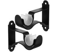 HEALEEP 2pcs Curtain Pole Holders Iron Curtain Brackets Black Sturdy Wall-mounted Rod Holders Not Easy to Break Or Deform Installation Accessory