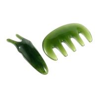 HEALEEP 2pcs Deep Green Scalp Massager Set 5-Tooth Scraping Comb and Y-Shaped Acupuncture Fork, Multifunctional Guasha Massage Tools for Head and Facial Meridian Therapy