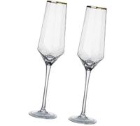 HEALEEP 2pcs Elegant Glass Sparkling Wine Flutes with 300ml Capacity, Beautiful Standing Design for Parties and Offices, Sturdy Reusable Goblets for Festive Celebrations