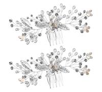 HEALEEP 2pcs Elegant Wedding Hair Comb Crystal Pearl Rhinestone Bridal Hair Accessories for Bride Secure Fit for Special Occasions Versatile Design for Various Hairstyles