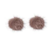 HEALEEP 2pcs Faux Plush Ball Accessories Elastic Loop Decorative Pom Poms for Hats Clothes Shoes DIY Craft Soft Artificial Wool Balls in Frost Brown