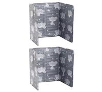 HEALEEP 2pcs Foldable Aluminum Foil Oil Splash Guards, Grey-White Kitchen Protective Baffles, Oil-Proof Plates for Cooking and Frying Splash Shield, Household Kitchen Gadget