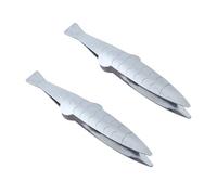 HEALEEP 2pcs Food Clips Kitchen Fish Tweezers 5.9inch Stainless Steel Hard to Break Multifunctional Hair Removing Tweezer for Cooking