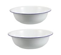 HEALEEP 2pcs Footbath Foot Soak Basin Water Basin for Feet 12.6/13.4 Inch Retro Vintage Enamelware Multi-Purpose Ample Space for Age Groups Washing Delicate Clothing