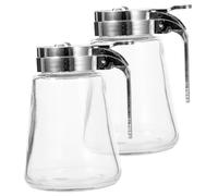 HEALEEP 2pcs Glass Honey Syrup Dispenser Leak Oil and Sugar Container for Kitchen Condiments Versatile Storage for Vinegar Creamer and Salad Dressing Sealed Bottles