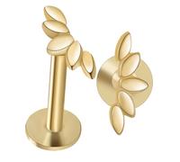 HEALEEP 2pcs Gold Cartilage Piercing Earrings Flat Back Helix Tragus Conch Jewelry for Women Comfortable Secure Fit Minimalist Design