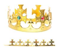 HEALEEP 2Pcs Gold Crowns: Halloween Kings Queens Royal Jeweled Crowns - Prince Birthday Party Costume Dress Up Headwear Accessories Prop