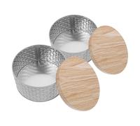 HEALEEP 2pcs Grey round Cookie Tins with Lid, Metal Biscuit Storage Boxes for Candy, Chocolate and Baking, Holiday Treats Packaging for Home