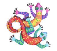 HEALEEP 2pcs Iron Hanging Gecko Wall Arts Decorative Simulation Ornaments for Living Room and Kitchen, Garden Wall Art Adornments in Iron Material