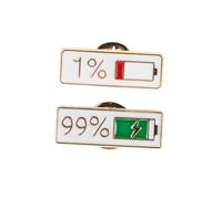 HEALEEP 2pcs Japanese Inspired Cute Electricity Quantity Brooch Pins Badge for Bags Clothes Hats Unique Lapel Accessories for Men Women