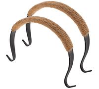 HEALEEP 2pcs Large Retro Teapot Handle Replacement with Black Painted Hemp Rope, Wear-Resistant Ergonomic Kettle Grips for Daily Use Tea Kettle Accessories, Suitable for 11-13cm Pot