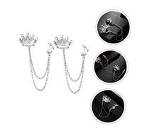 HEALEEP 2pcs Musical Note Brooch Pins with Fringe Chain Rhinestone Lapel Pins for Mens Suits Jackets and Coats Durable Decorative Collar Accessories for Daily Wear