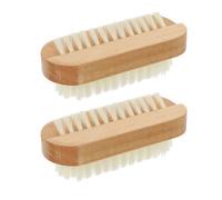 HEALEEP 2pcs Nail Scrub Brush Fingernail Scrub Brush 3.93x1.57x1.18in Convenient Stylish Beige Lotus Wood Pp for Cleaning Heavily Soiled Hands Home Personal Use