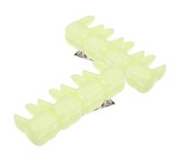 HEALEEP 2pcs Neon Green Tooth Shaped Hair Clips Versatile Plastic and Metal Hair Claws Secure Hold, for Halloween Stage Performances and Party Accessories