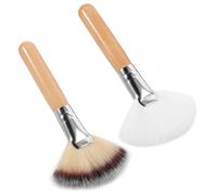 HEALEEP 2Pcs Premium Fan Makeup Brush Soft Hair Facial Applicator for Powder Foundation Blush Concealer for Womens Makeup Tools for Professional Use