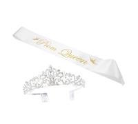 HEALEEP 2Pcs Prom Queen Set with Crystal Rhinestone Crown and Sash for Wedding Party Prom Cosplay and Theme Celebrations Elegant Headdress Accessory for Women