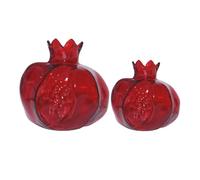 HEALEEP 2Pcs Red Glass Pomegranate Vase Set, Nordic Style Artificial Floral Arrangement Flower Pots, Large and Small Decorative Flower Vase for Living Room and Dining Table