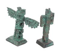 HEALEEP 2pcs Resin Tribal Symbol Figurine Garden Ornaments Retro Primitive Statue Decoration for Outdoor Patio Vintage Adornment with Fade-resistant Craftsmanship