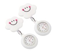 HEALEEP 2pcs Retractable Nursing Pocket Watches with Wear-Resistant Silicone Cloud Shape Covers Easy to Wear Hanging Chest Watches for Nurses