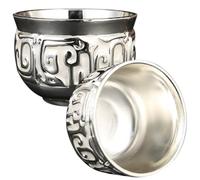 HEALEEP 2pcs Reusable Alloy Wine Cups Silver Metal Small 30ml Vintage Style Drinking Glasses for Casual Sipping and Wine Gathering with Stable and Sturdy Design