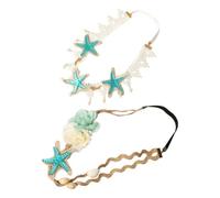 HEALEEP 2pcs Seashell Lace Hairbands Elastic Shell Decorated Headbands for Women Wedding Bohemian Festival Photo Props Beach Party Accessories