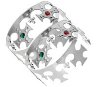 HEALEEP 2Pcs Silver Crowns: Halloween Kings Queens Royal Jeweled Crowns - Prince Birthday Party Costume Dress Up Headwear Accessories Prop
