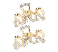 HEALEEP 2pcs Small Hair Claw Clip Hair Clasp Alloy Pearl Wave Design Fashionable Fixing Accessories for Ladies Going out Working