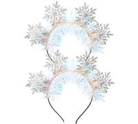HEALEEP 2pcs Snowflake Headband Festive Xmas Hair Ornament Elegant Christmas Party Headdress for Women Holiday Accessory for Parties and Celebrations