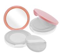 HEALEEP 2Pcs Ultra Thin Makeup Powder Box with Mirror and Puff Portable Refillable Loose Powder Case with Anti-leakage Design Compact Containers for Travel and Daily Use