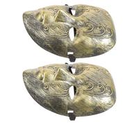 HEALEEP 2pcs Vintage Full Face Venetian with Hand Engraved Patterns for Women and Men Classic Carnival Costume Accessory for Mardi Gras Opera Wedding and Photo Props