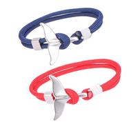 HEALEEP 2Pcs Whale Tail Paracord Bracelets for Couples, Survival Rope Chain Wristbands Metal Hook, Nautical Unisex Whale Tail Bangle for Men and Women Surf and Outdoor