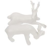 HEALEEP 2pcs White Ceramic Deer Desktop Ornaments Creative Standable Deer Figurines Decorative Tea Pet Statues and Fairy Garden Decorations