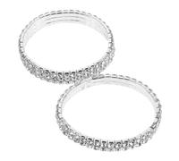 HEALEEP 2pcs Women Elastic Rhinestone Bracelet Stretchy Sparkling Multi-row Bangle for Daily Wear and Special Occasions